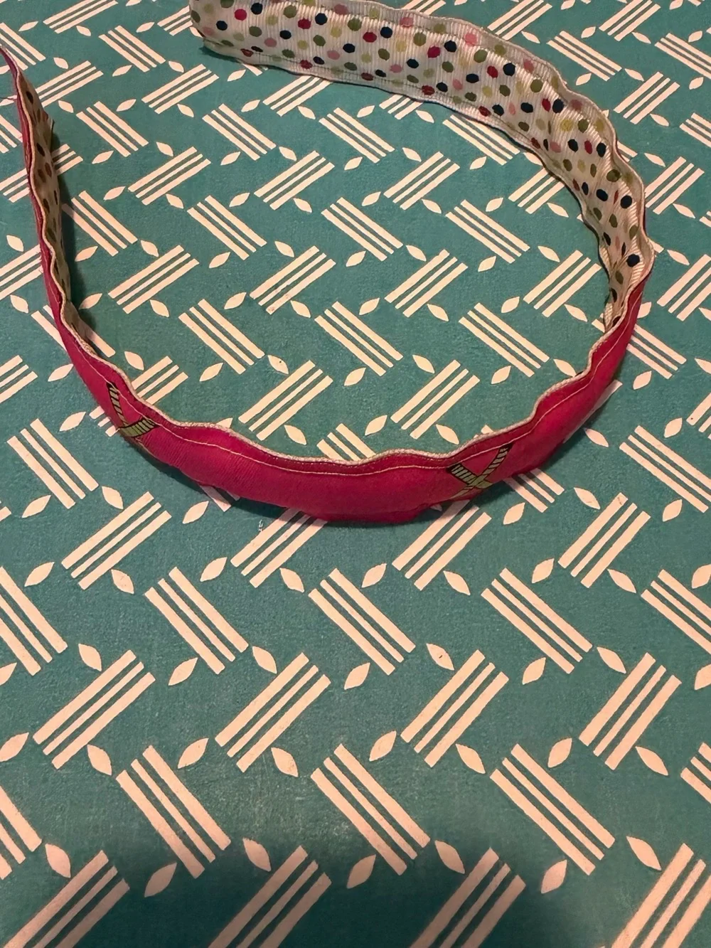Pink Printed Reversible Fabric Headband - Kids Field Hockey theme Accessories